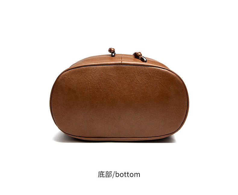 Women's Drawstring Backpack with Handles, Waterproof Soft PU Leather Structured Rucksack