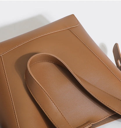 Vintage Bucket Bag for Women - Large PU Leather Commuter Tote with Magnetic Closure, Adjustable & Detachable Shoulder Strap and Zip Top