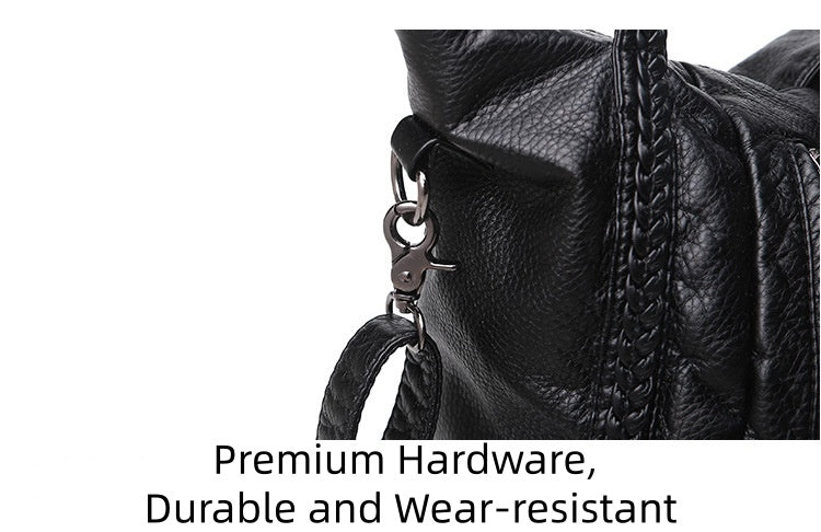 Horizontal Square Shoulder Bag - Soft PU Large Tote with Zipper Closure, Crossbody Purse with Top Handle