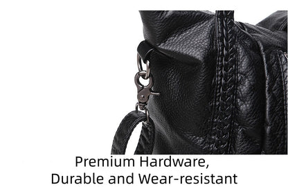 Horizontal Square Shoulder Bag - Soft PU Large Tote with Zipper Closure, Crossbody Purse with Top Handle