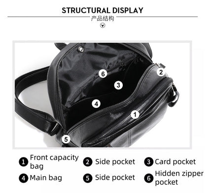 Waterproof PU Backpack - Large Capacity Travel Bookbag with Zip Top, Durable Student Backpack with Carry Handle