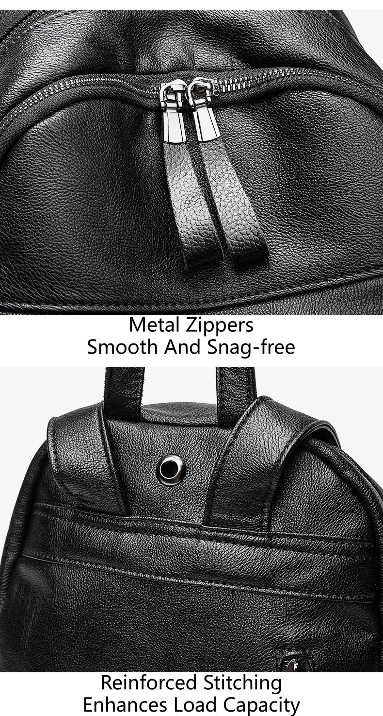 Women's Waterproof Pebbled Backpack, Multi-Layer Anti-Theft Bag with Dual Zippers & Carry Handle