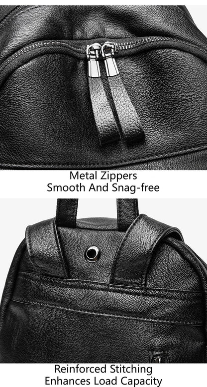 Women's Waterproof Pebbled Backpack, Multi-Layer Anti-Theft Bag with Dual Zippers & Carry Handle