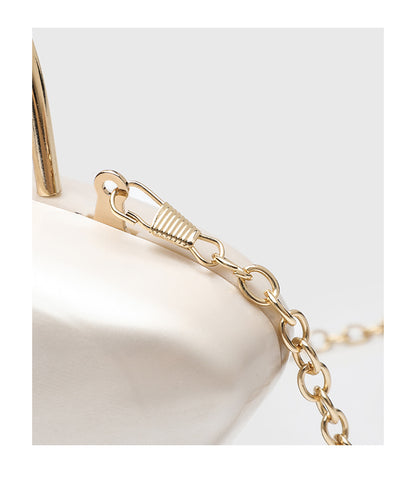 Urban Minimalist Clutch Bag - Acrylic Hard Shell Evening Purse with Detachable Chain, Square Horizontal Wedding Party Bag