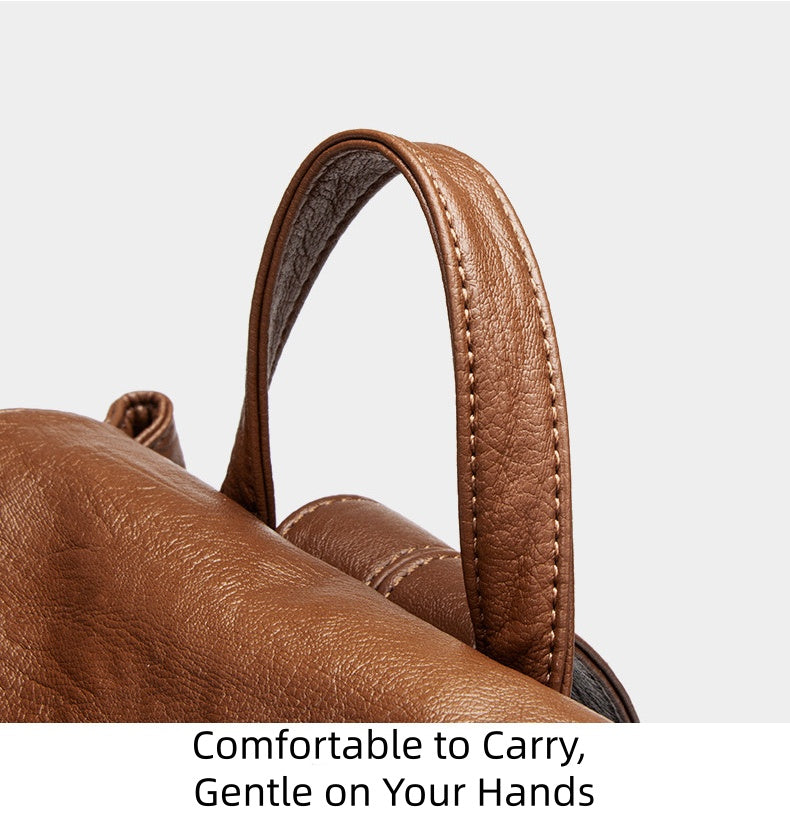 Women's Drawstring Backpack with Handles, Waterproof Soft PU Leather Structured Rucksack