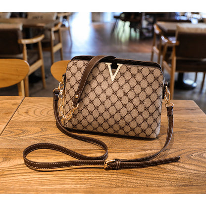 PU Shell Crossbody Bag - Vintage Style Chain Strap Shoulder Bag with Zipper Closure, Detachable Strap Hand Carry Purse