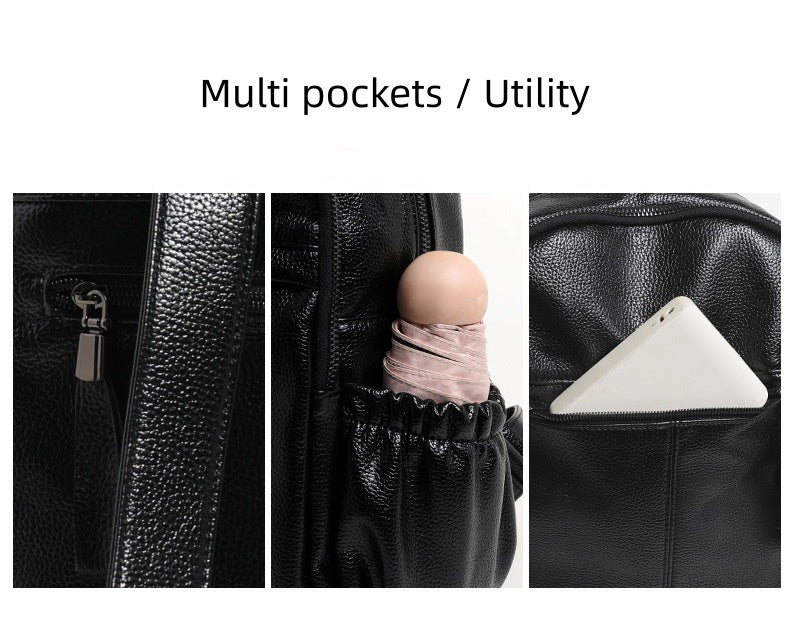 Waterproof PU Backpack - Large Capacity Travel Bookbag with Zip Top, Durable Student Backpack with Carry Handle