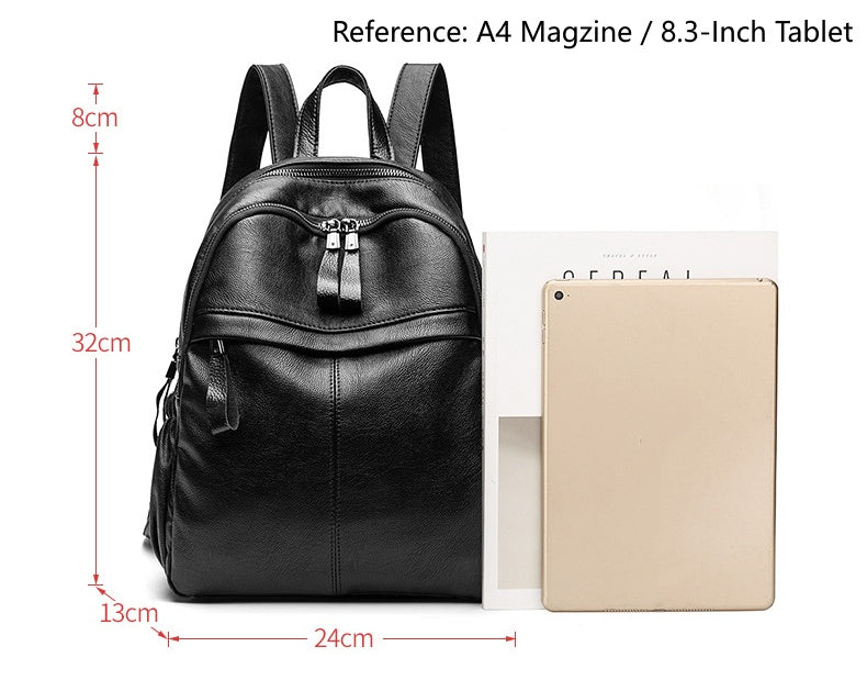 Women's Waterproof Pebbled Backpack, Multi-Layer Anti-Theft Bag with Dual Zippers & Carry Handle