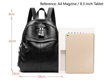 Women's Waterproof Pebbled Backpack, Multi-Layer Anti-Theft Bag with Dual Zippers & Carry Handle