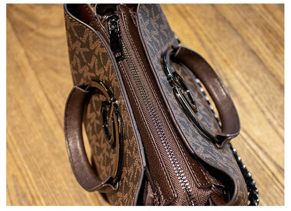 Retro Bucket Bag for Women - Large PVC Crossbody Purse with Metal Handle, Zip Top Boho Shoulder Bag