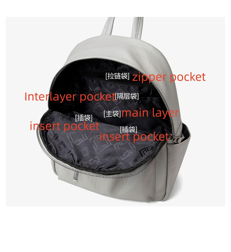 Water-Resistant PU Backpack for Women - Lightweight Scratchproof Campus Bag, Minimalist Soft Travel Pack with Zippers