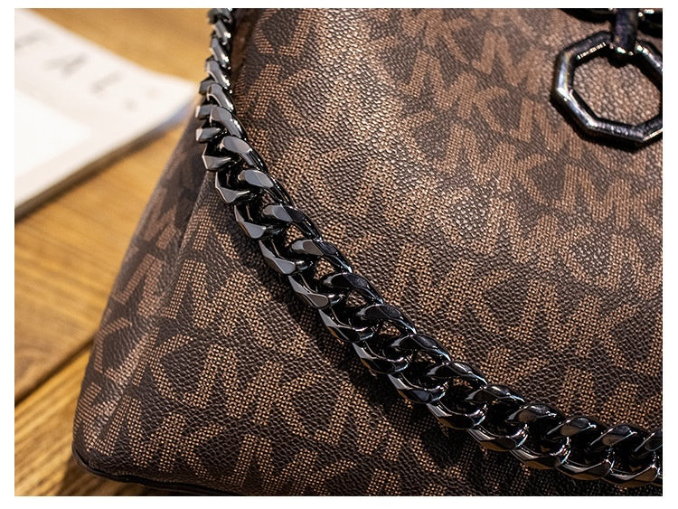 Retro Bucket Bag for Women - Large PVC Crossbody Purse with Metal Handle, Zip Top Boho Shoulder Bag