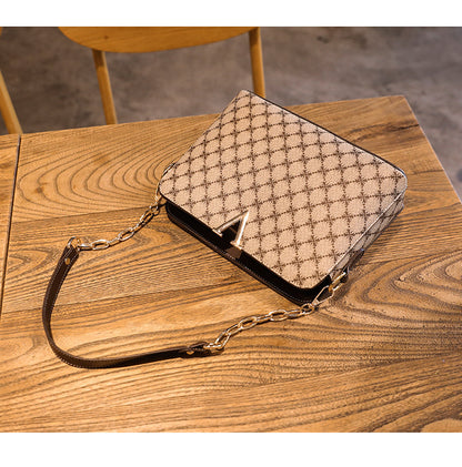 PU Shell Crossbody Bag - Vintage Style Chain Strap Shoulder Bag with Zipper Closure, Detachable Strap Hand Carry Purse