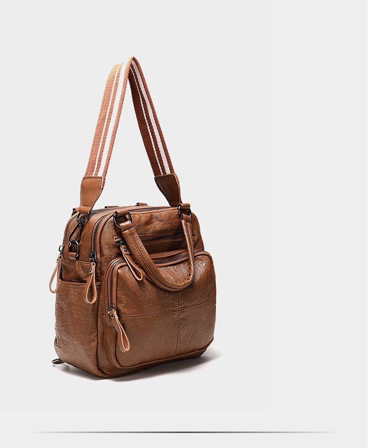 Convertible 3-Way Tote Bag for Women - Soft Vegan Leather Rectangle Zip Top Organizer with Multi-Pocket Panels