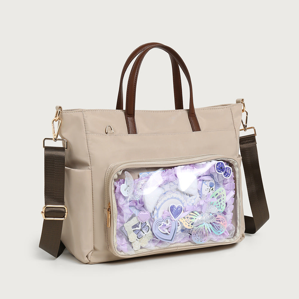 Japanese Style Laptop Tote Bag - Waterproof Oxford Shoulder Bag with Multiple Interlayers, Large Capacity Lightweight Tote with Detachable Adjustable Strap