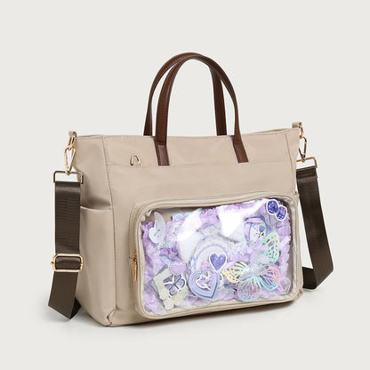 Japanese Style Laptop Tote Bag - Waterproof Oxford Shoulder Bag with Multiple Interlayers, Large Capacity Lightweight Tote with Detachable Adjustable Strap