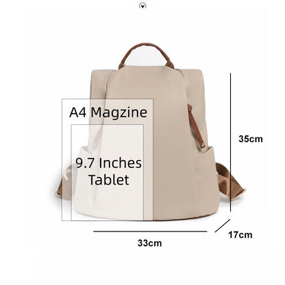 Double Zipper Anti-Theft Backpack for Women - Lightweight Large Capacity Canvas Travel Bag with Top Handle