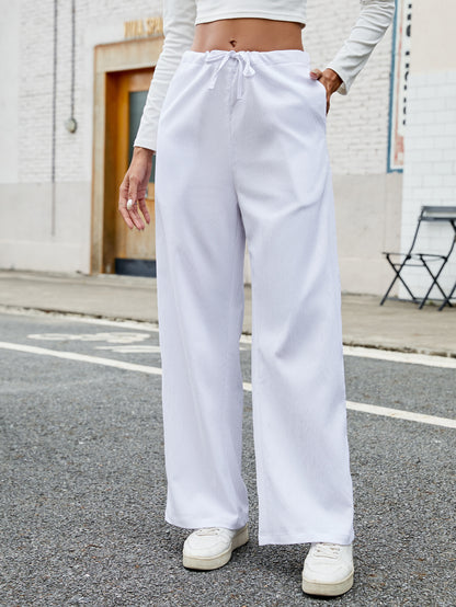 Fall Winter Straight Leg Sweatpants for Women, Loose Fit Mid Waist Wide Leg Trousers