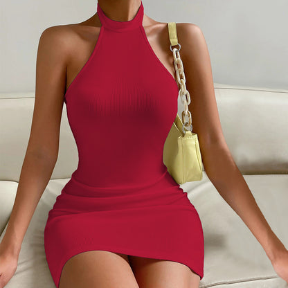 Halter Neck Backless Bodycon Dress for Women, Sexy Party Sleeveless Stand Collar Bandage Dress