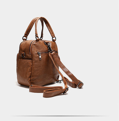 Convertible 3-Way Tote Bag for Women - Soft Vegan Leather Rectangle Zip Top Organizer with Multi-Pocket Panels