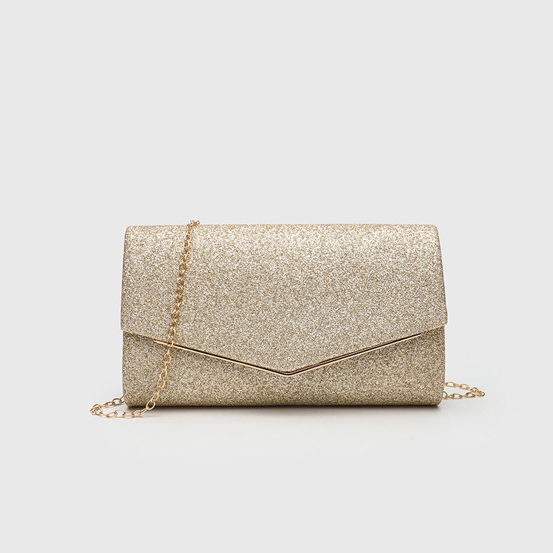 Horizontal Square Clutch Bag for Women, Elegant Polyester Evening Purse with Detachable Chain Strap