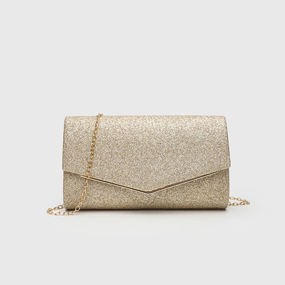 Horizontal Square Clutch Bag for Women, Elegant Polyester Evening Purse with Detachable Chain Strap