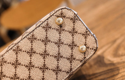 PU Shell Crossbody Bag - Vintage Style Chain Strap Shoulder Bag with Zipper Closure, Detachable Strap Hand Carry Purse