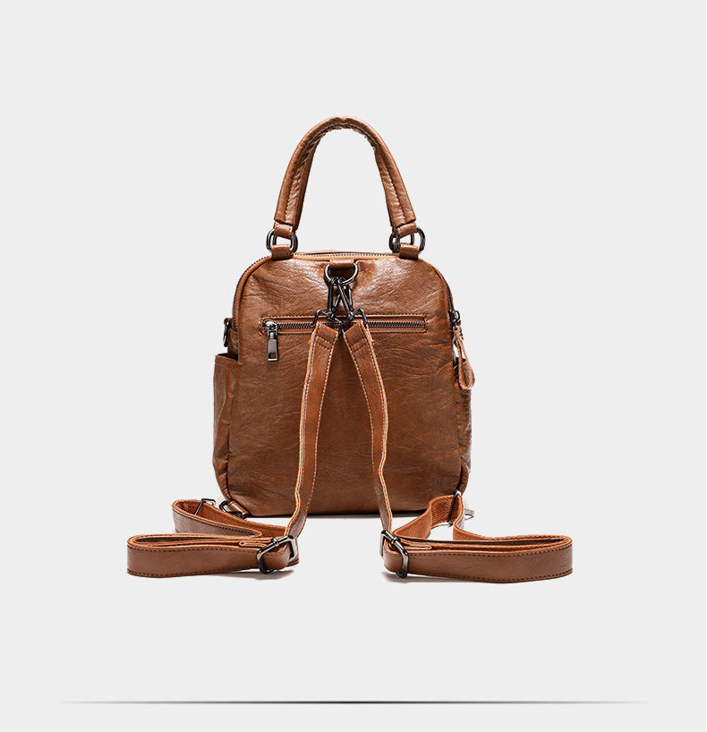 Women's PU Leather Backpack with Multiple Pockets, Convertible Shoulder Bag & Zipper Top Daypack