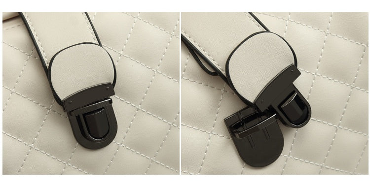 Vertical Doctor Bag for Women - Structured Square PU Quilted Lock Shoulder Bag, Convertible Crossbody & Top Handle Purse