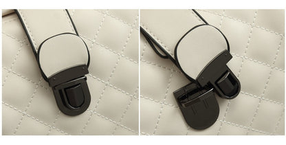 Vertical Doctor Bag for Women - Structured Square PU Quilted Lock Shoulder Bag, Convertible Crossbody & Top Handle Purse