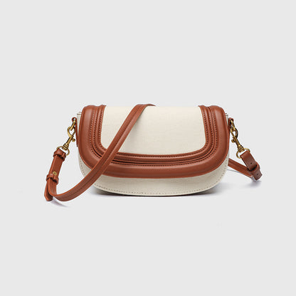 Retro Saddle Bag for Women - Vegan Leather Oval Crossbody Purse with Unique Design, Minimalist Commuter