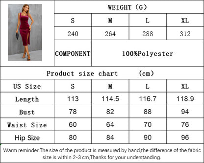 Square Neck Velvet Midi Dress for Women, Wide Strap Sleeveless Slit Side Party Dress