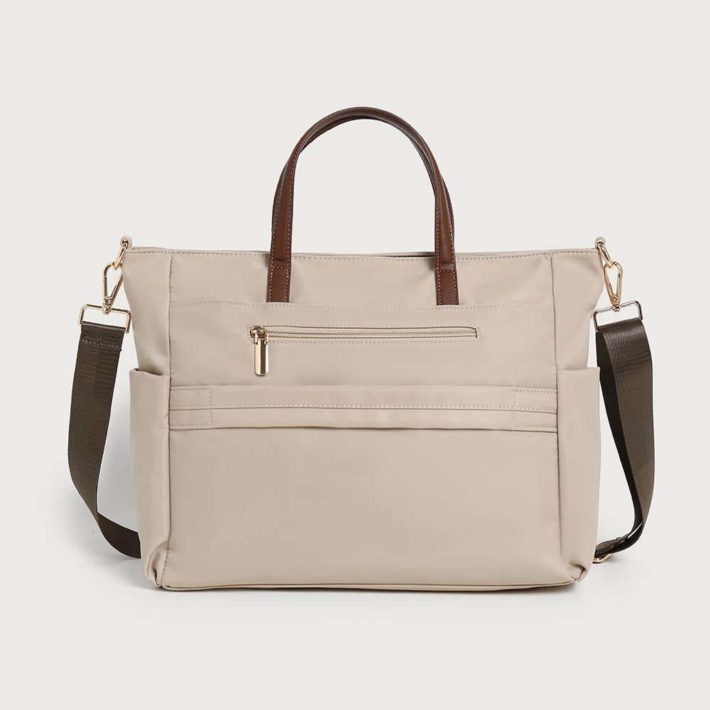 Japanese Style Laptop Tote Bag - Waterproof Oxford Shoulder Bag with Multiple Interlayers, Large Capacity Lightweight Tote with Detachable Adjustable Strap