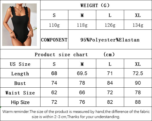 Wide Strap Ruffle Jumpsuit for Women, Solid Color Sleeveless Bodysuit Sexy Layering Top