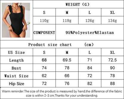 Wide Strap Ruffle Jumpsuit for Women, Solid Color Sleeveless Bodysuit Sexy Layering Top