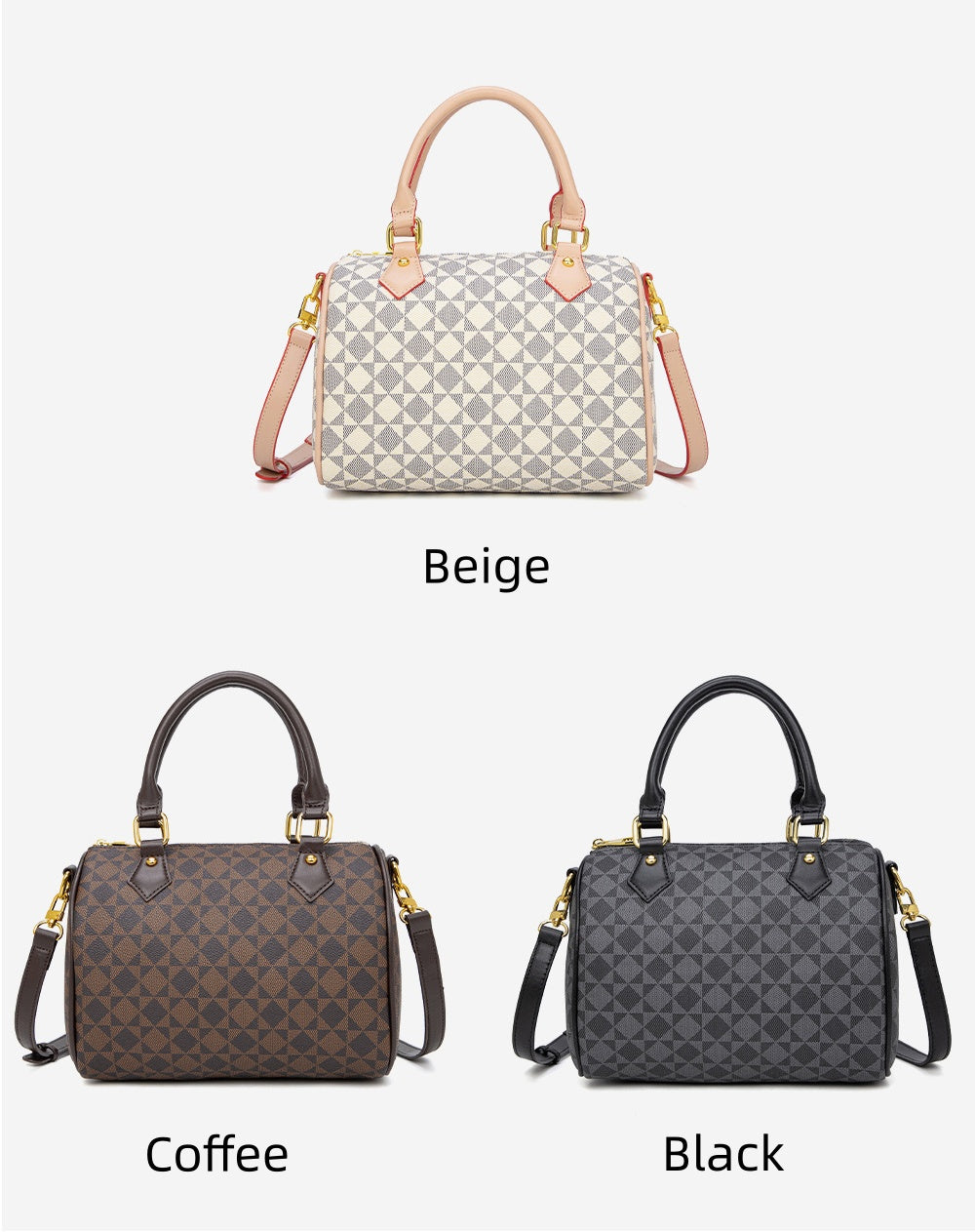 Vintage Boston Bag - PVC Pillow Style Shoulder Bag with Zipper, Retro Women's Purse with Top Handle