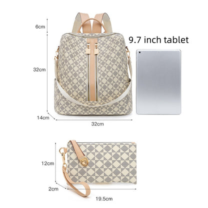 Large Capacity Print Checkerboard Travel Diaper Backpack with Detachable Organizer