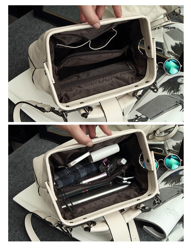 Vertical Doctor Bag for Women - Structured Square PU Quilted Lock Shoulder Bag, Convertible Crossbody & Top Handle Purse