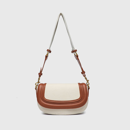 Retro Saddle Bag for Women - Vegan Leather Oval Crossbody Purse with Unique Design, Minimalist Commuter