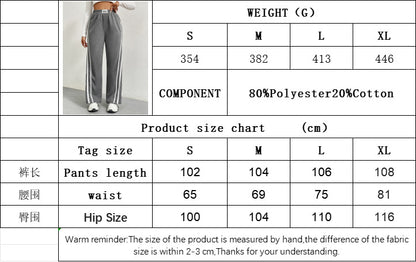 Fall Winter High Waist Sweatpants for Women, Loose Fit Straight Leg Elastic Joggers with Contrast Panel Wide Leg Pants