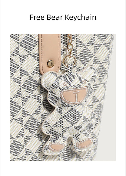 Urban Minimalist Tote Bag for Women - Waterproof PVC Commuter Bag with Multiple Pockets, Large Capacity Zip Top Shoulder Bag for College Students