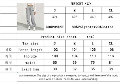 Grey Tapered Sweatpants for Women, Fall Winter Slim Fit Wide Leg Joggers with Elastic Cuff