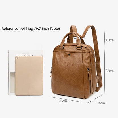 Ultra Lightweight Laptop Backpack for Women - Multi-pocket PU Business Bag, Large Capacity Multi-functional Backpack with Top Handle