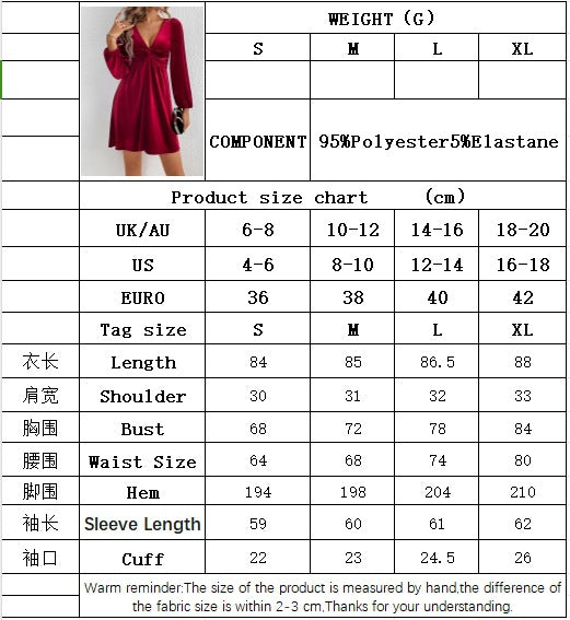 Deep V-Neck Velvet Mini Dress for Women, Sexy A-Line Party Dress with Waist Tucking Long Sleeve