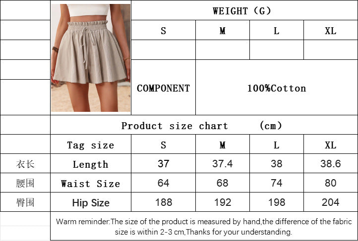 Washed Cotton Drawstring Shorts for Women, Relaxed Fit Wide Leg Elastic Waist Casual Lounge Shorts