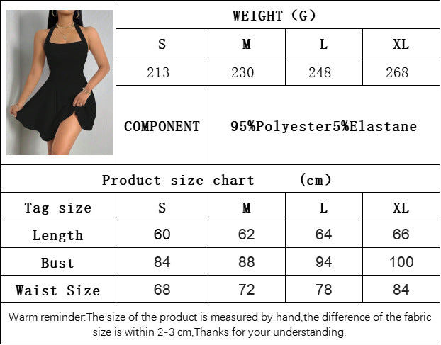 Halter Neck Backless Dress for Women, Sexy Sleeveless A-Line Swing Mini Skirt with Waist Tucking