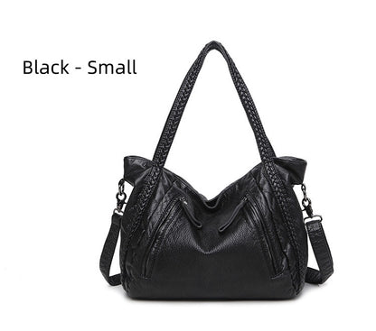 Horizontal Square Shoulder Bag - Soft PU Large Tote with Zipper Closure, Crossbody Purse with Top Handle