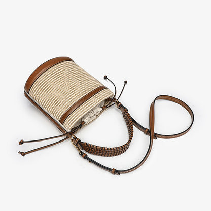 Woven Straw Beach Bag - Adjustable Detachable Shoulder Strap Bucket Bag, Women's Vacation Crossbody Purse for Resort Holiday