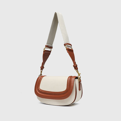 Retro Saddle Bag for Women - Vegan Leather Oval Crossbody Purse with Unique Design, Minimalist Commuter