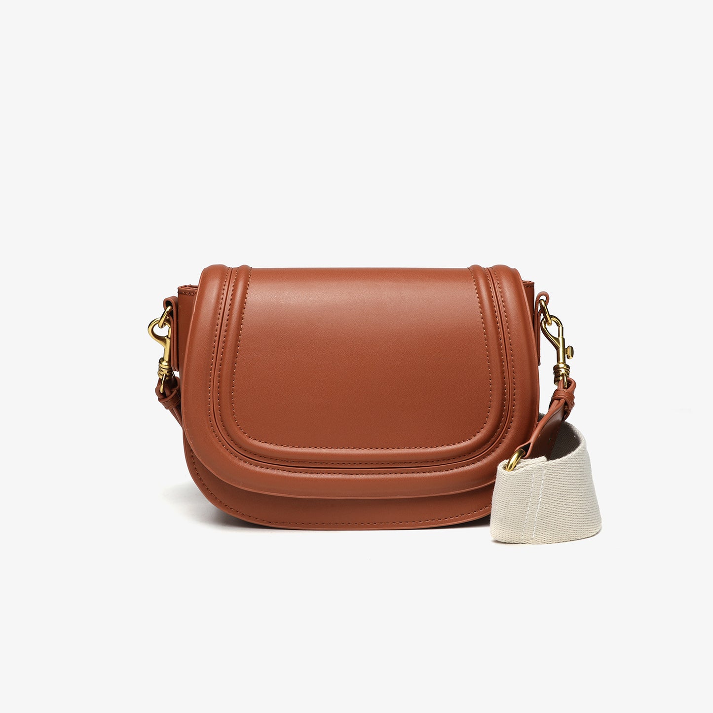 Retro Saddle Bag for Women - Vegan Leather Oval Crossbody Purse with Unique Design, Minimalist Commuter